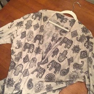 Navy and off white Hamsa Hand cardigan